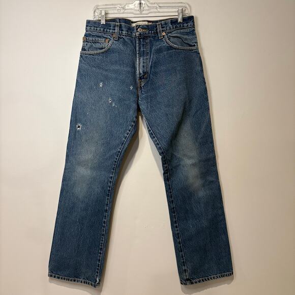 Vintage Levis Jeans 33x32 Blue 517 Bootcut Denim Pants Distressed Western Hippie - Picture 2 of 9